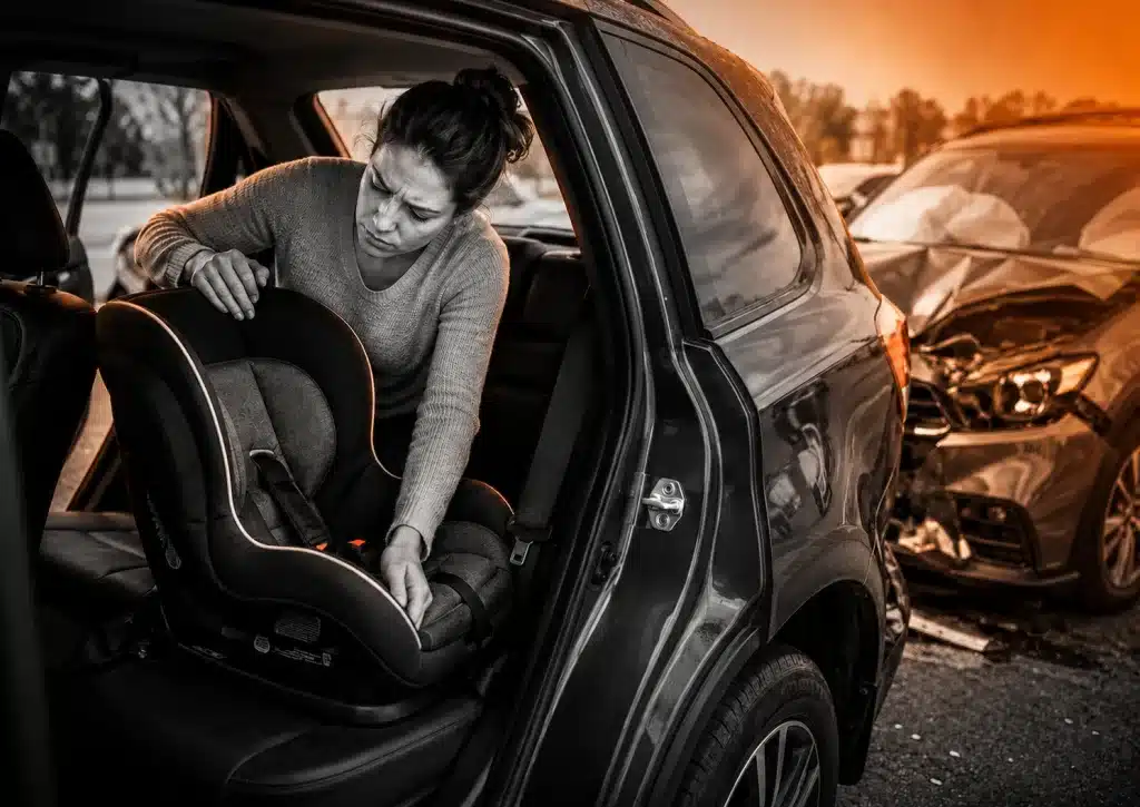 child car seat after an accident
